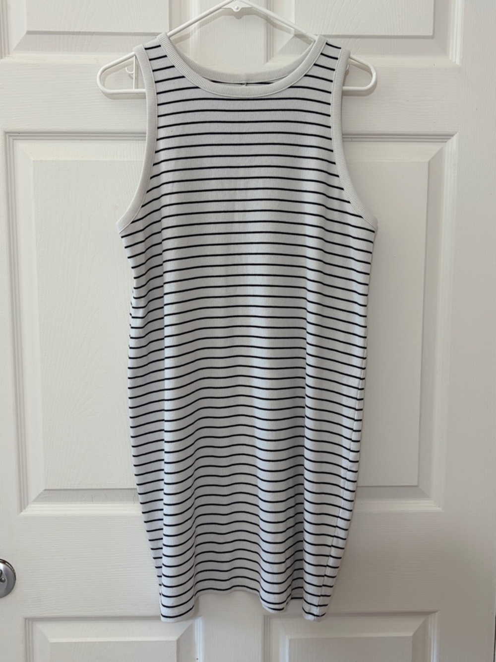 A New Day: Striped Sleeveless Tank Dress - White & Black